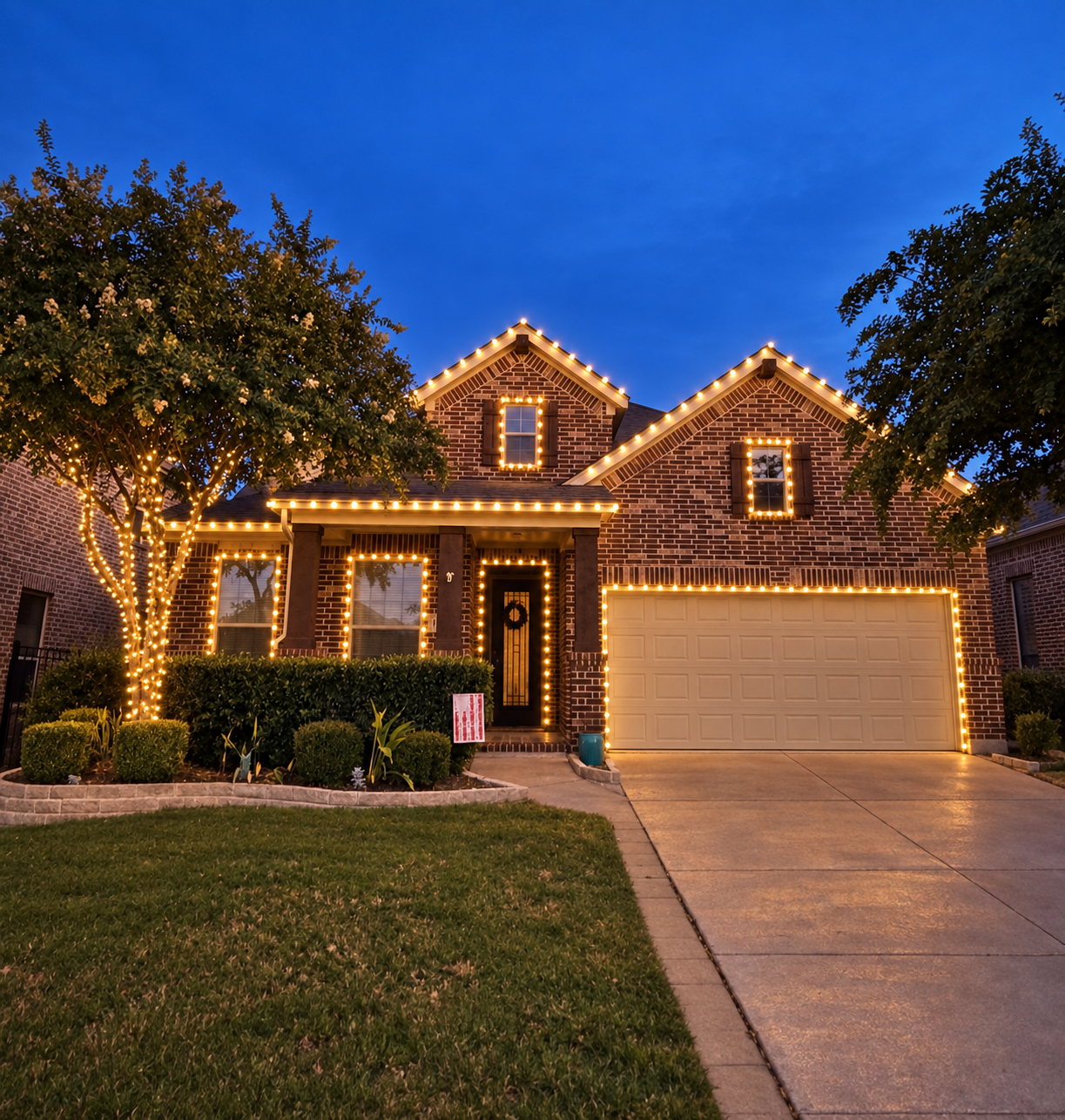 Christmas holiday lights roofline house exterior